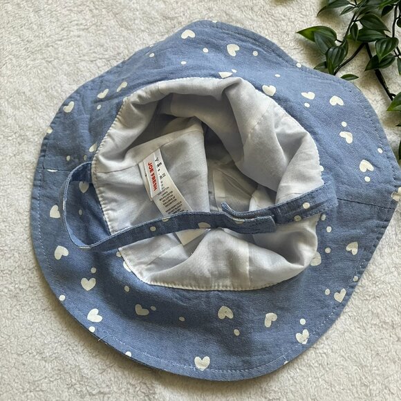 Joe Fresh Toddler Sunhat 12-24M | Blue Hearts Bow EUC - Picture 6 of 8